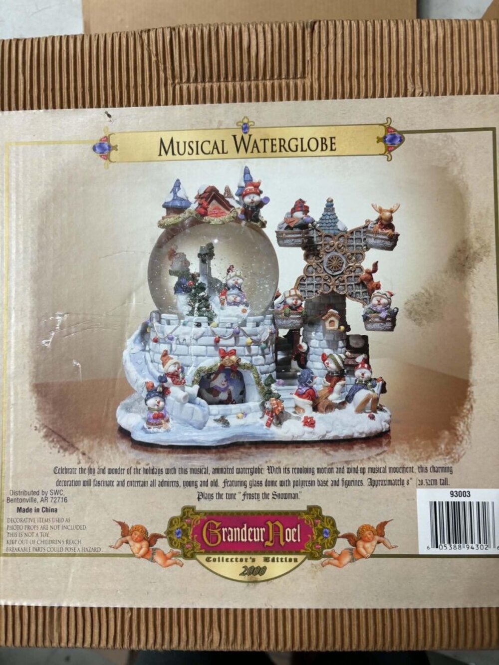 2000 Grandeur Noel musical waterglobe snowman